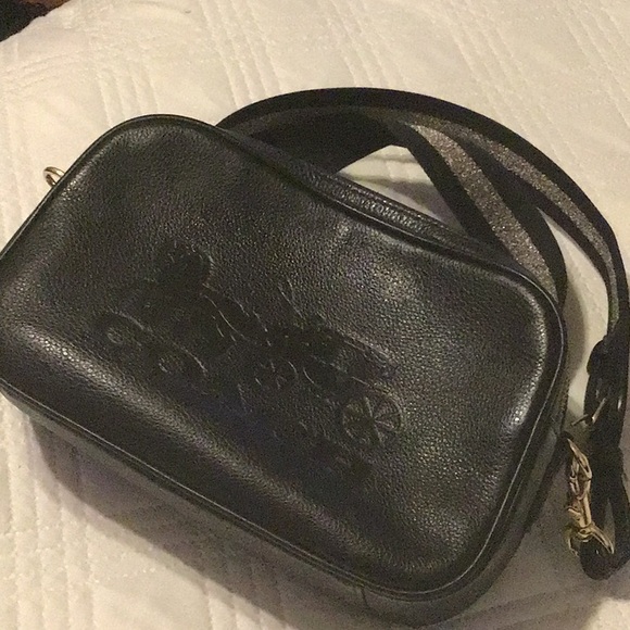Coach Handbags - Coach Black Pebbled Leather Embossed Logo Crossbody
